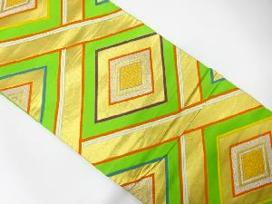 アンティーク　重ね菱模様織り出し袋帯（着用可）